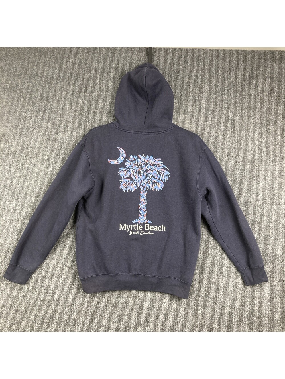 Carolinas Saltwater Beach Wear Men Small Navy Myrtle Beach L/S Sweatshirt Hoodie